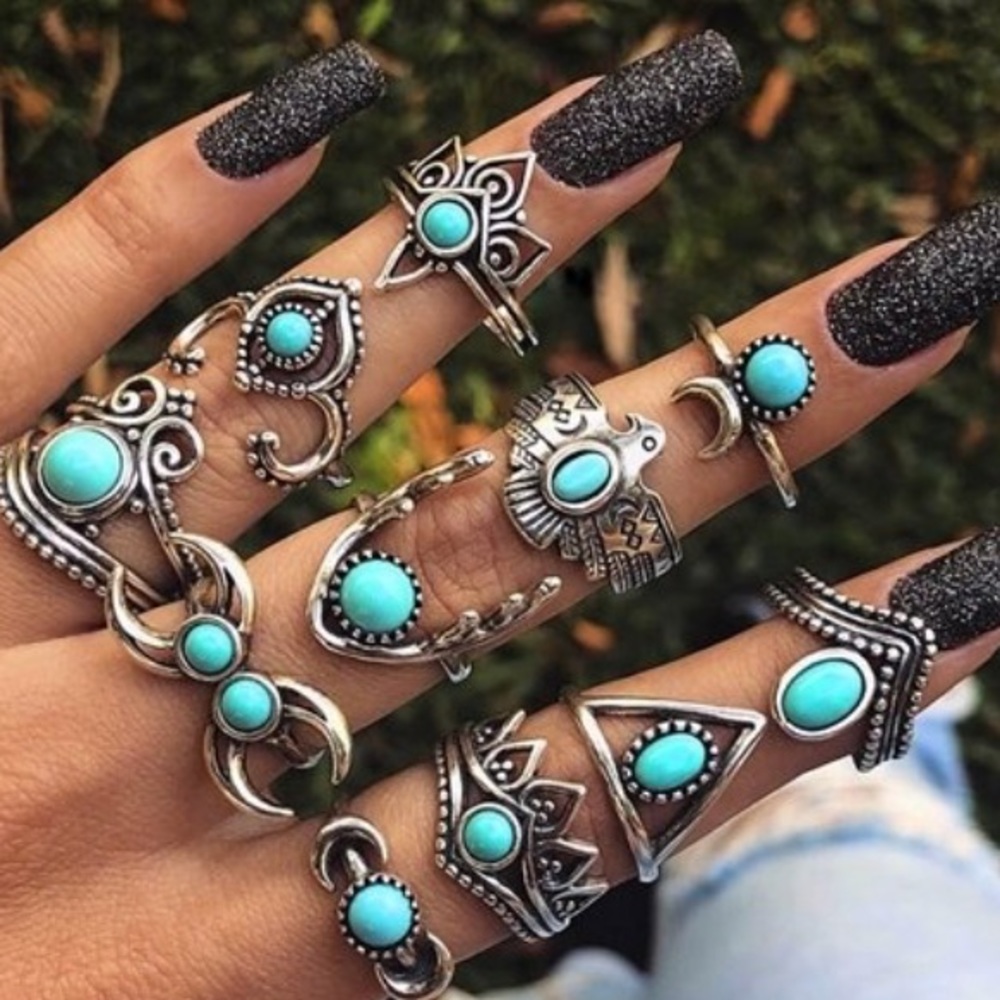 11 pc  Bohemian fashion ring set